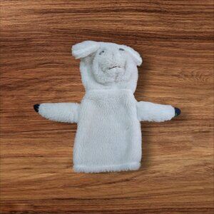 Vintage White Plush Hand Puppet Bunny Rabbit With Ears funny face